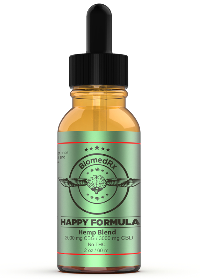 BiomedRx Happy Formula hemp blend 2000mg CBG 3000mg CBD tincture bottle